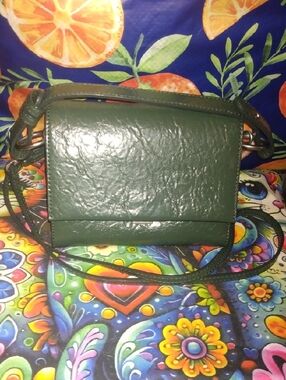 Charles & Keith Dark Green Leather Crossbody Bag